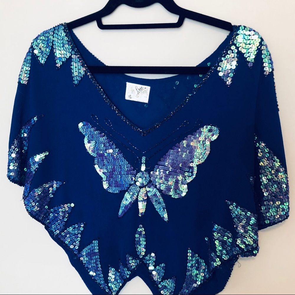 Free People - Butterfly Sequin Crop Top